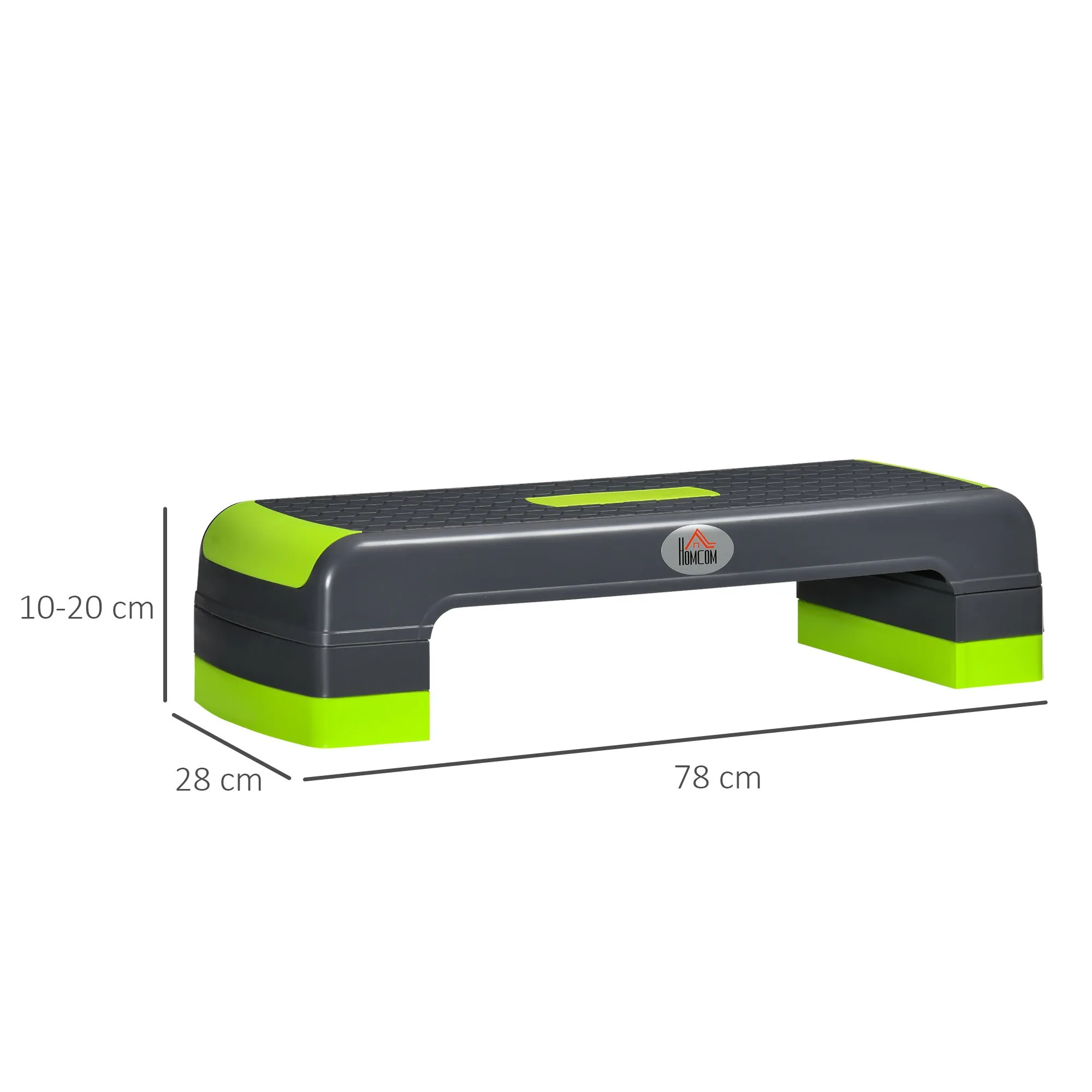 Aerobic Step Fitness Adjustable to 3 Heights 10-15-20 cm in Plastic, Green and Grey - Image 3