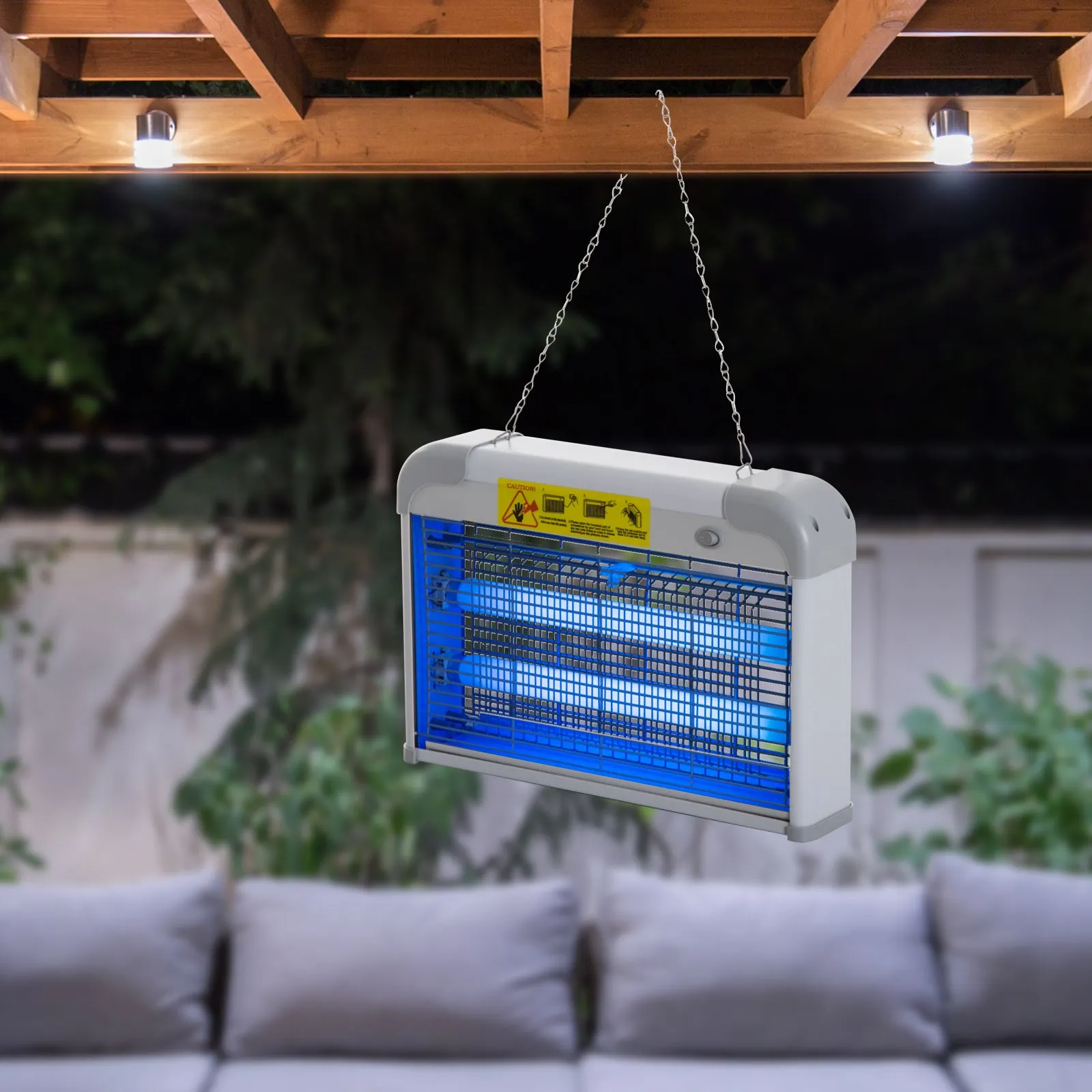 Outdoor and Indoor Electric Insect Killer with UV Mosquito Lamp for 60m², 20W Electric Mosquito Killer, Grey and White - Image 2