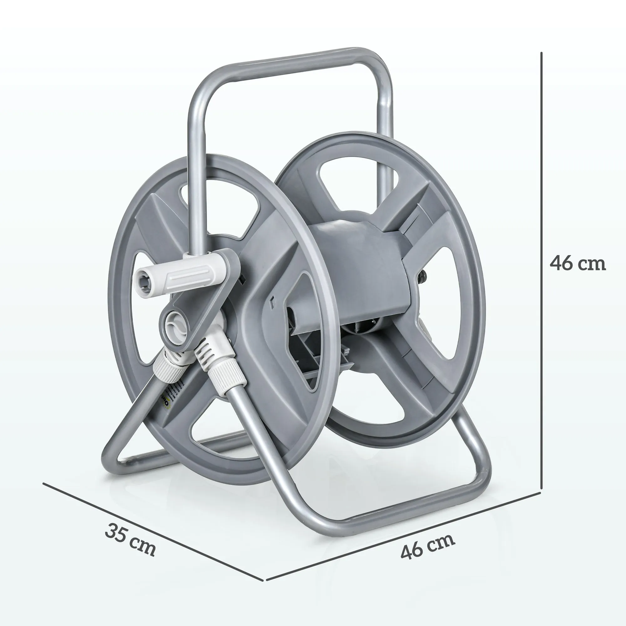 Wall Mounted and Freestanding Garden Hose Reel for 40m Hose with Crank Handle, Grey - Image 3
