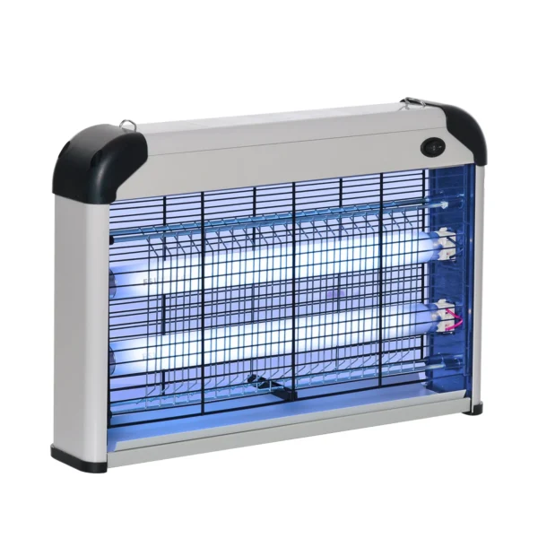 Outdoor and Indoor Electric Insect Killer with UV Mosquito Lamp for 60m², 20W Electric Mosquito Killer, Grey and White
