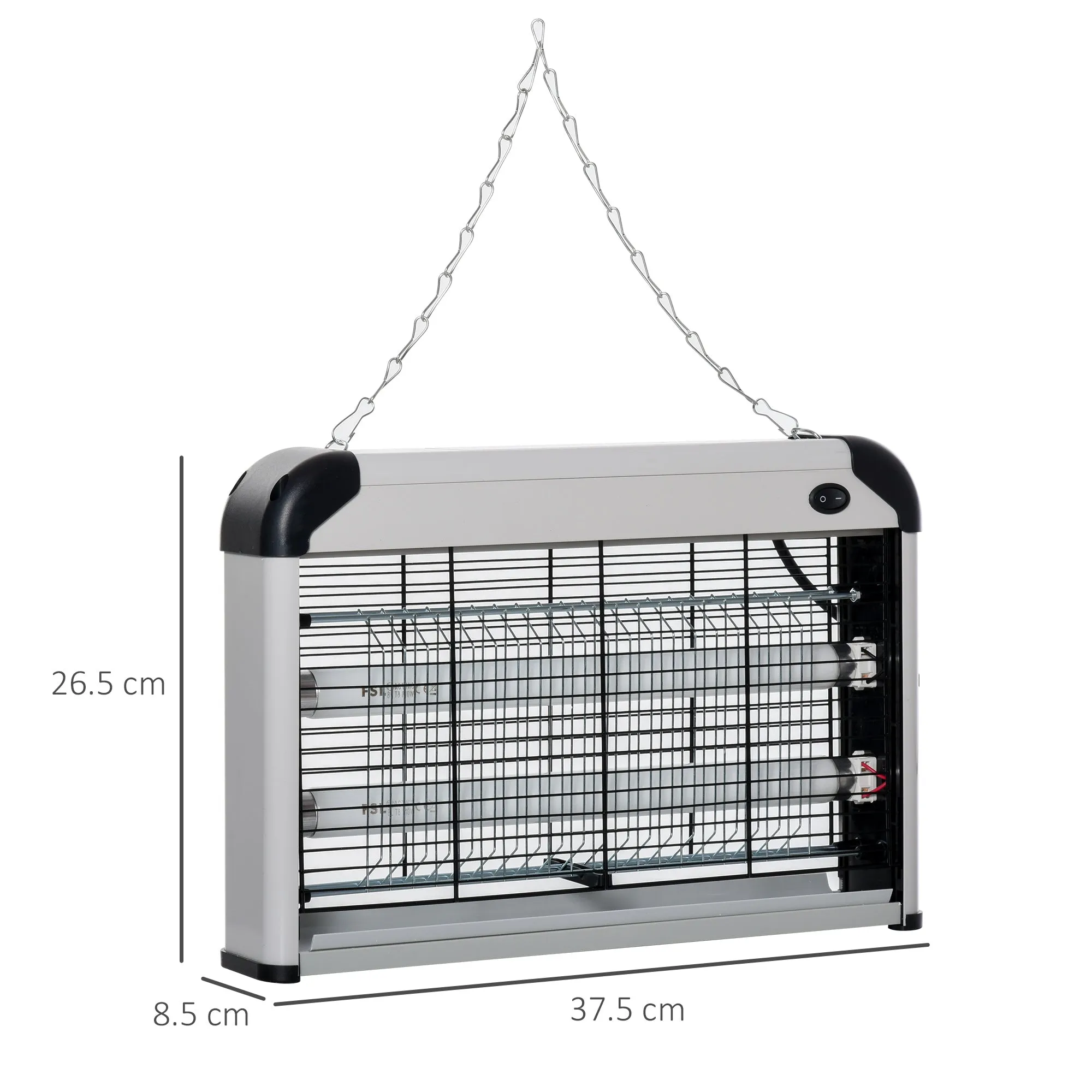 Outdoor and Indoor Electric Insect Killer with UV Mosquito Lamp for 60m², 20W Electric Mosquito Killer, Grey and White - Image 3