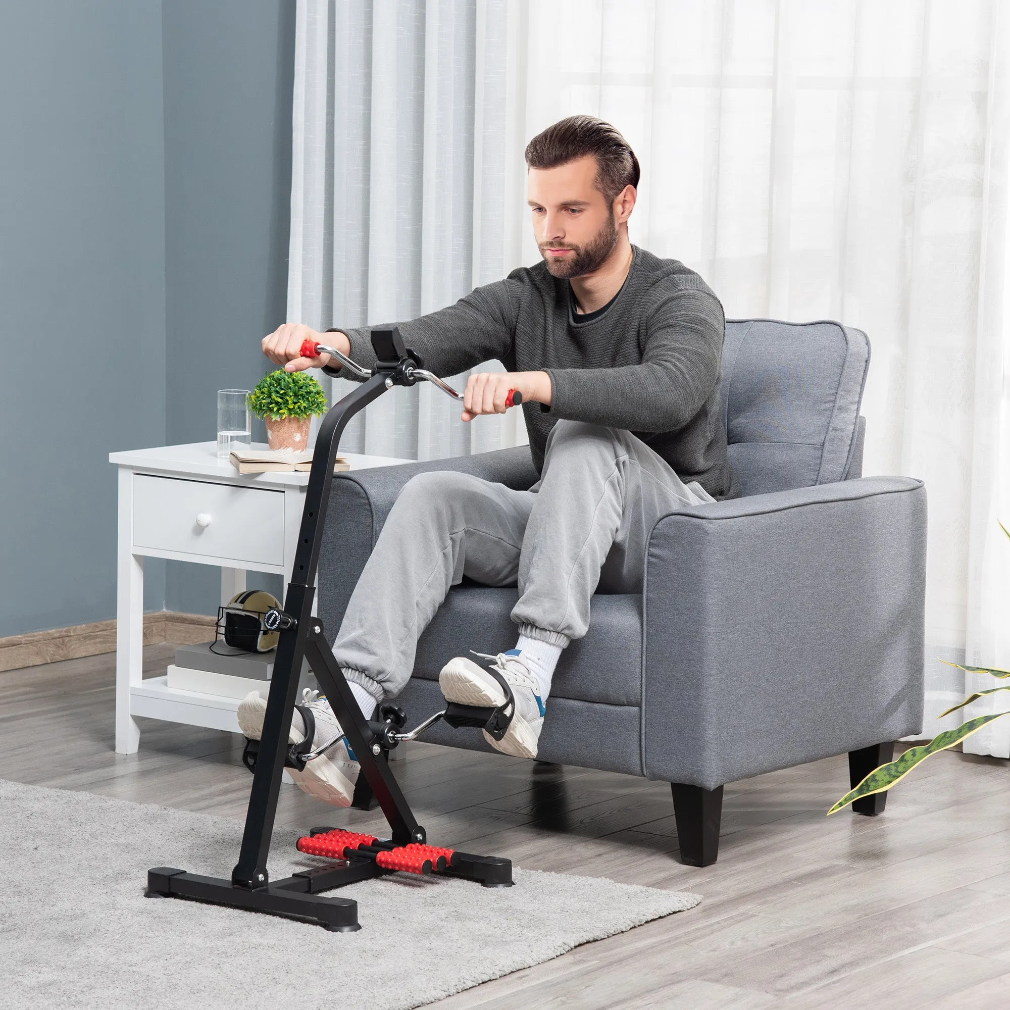 Arm and Leg Pedal Exerciser with LCD Screen, Adjustable Height and Resistance, 56x44-56x75-97 cm - Image 2