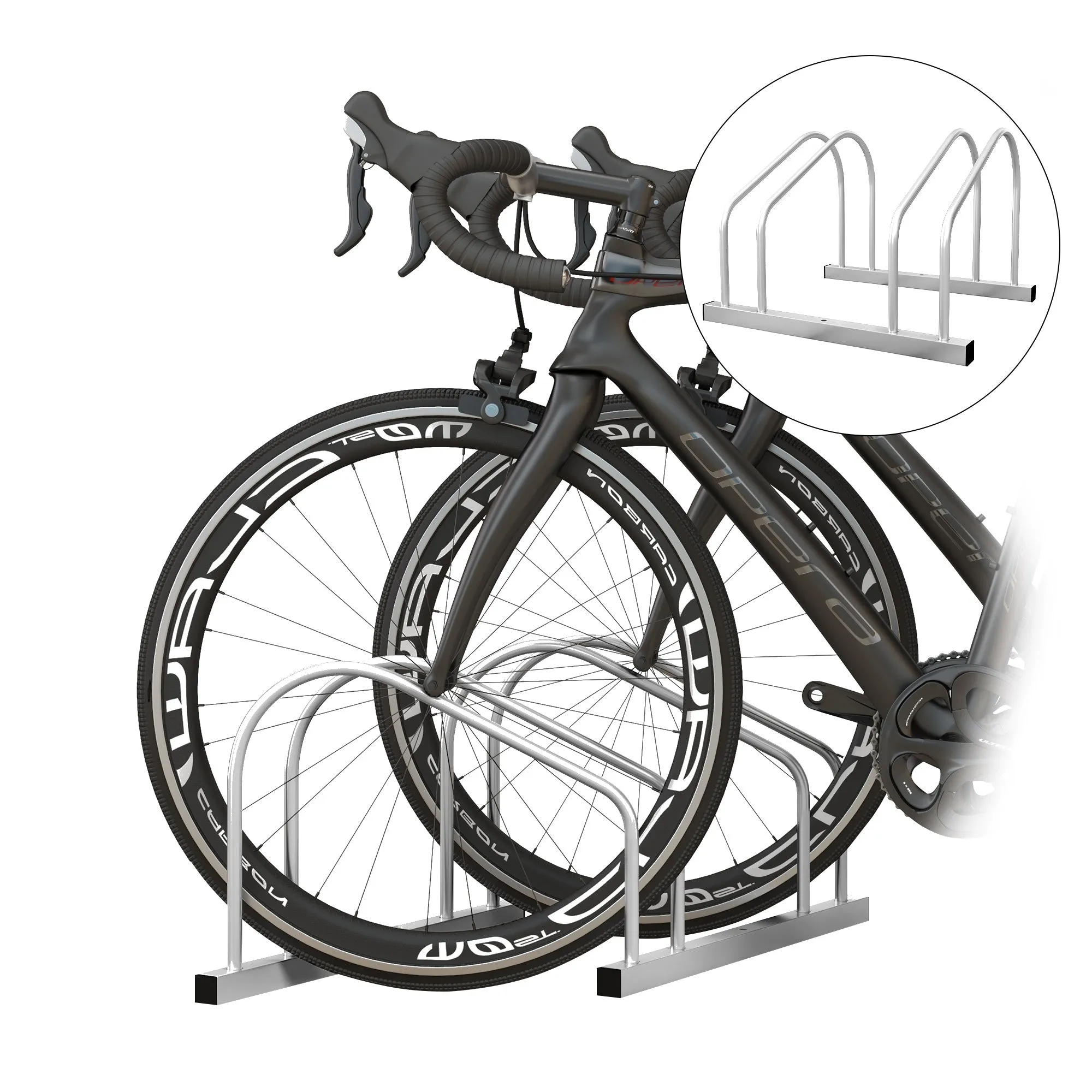 SPORTNOW Rack for 2 Steel Bicycles with Adjustable Position, 50x34x27.5 cm, Silver