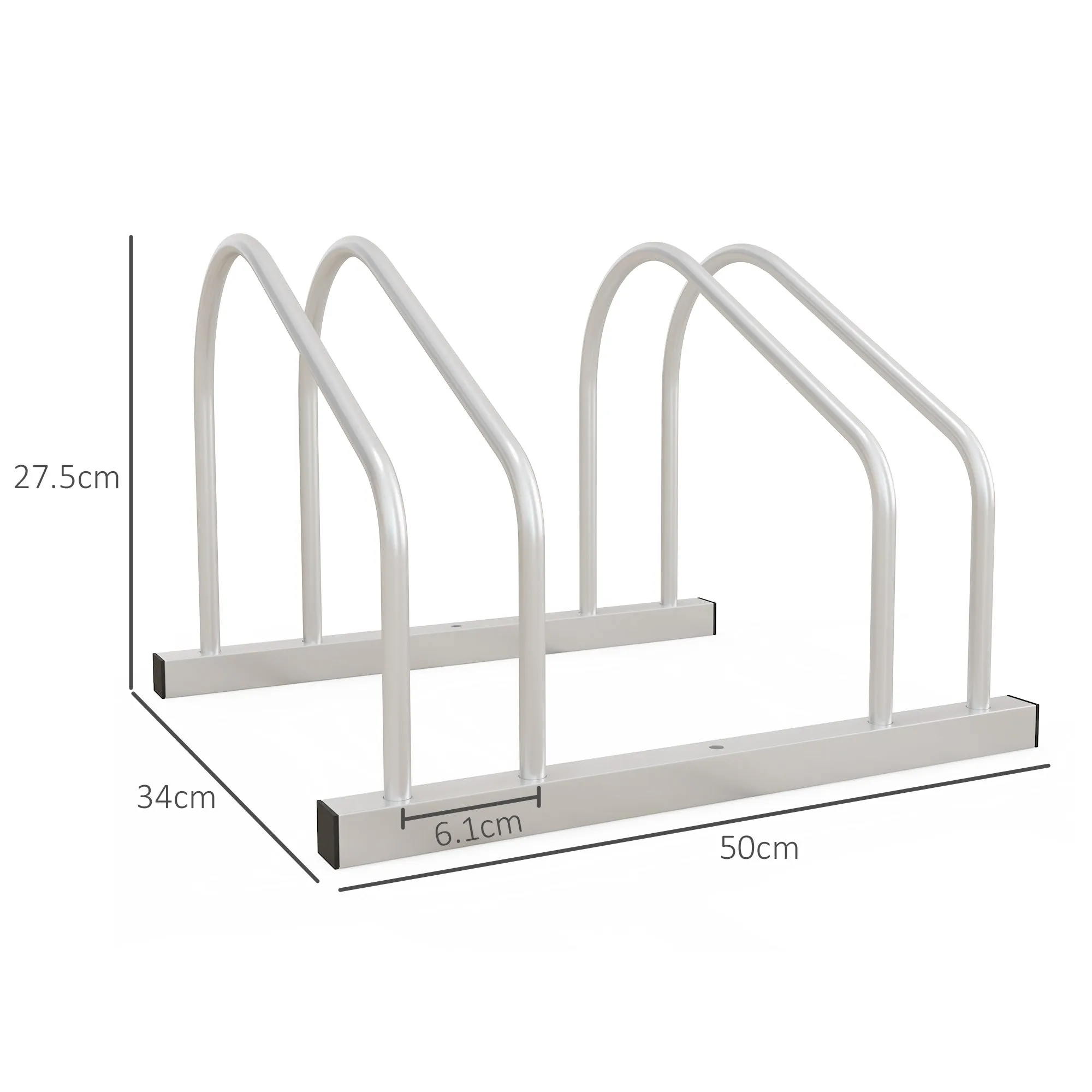 SPORTNOW Rack for 2 Steel Bicycles with Adjustable Position, 50x34x27.5 cm, Silver - Image 3