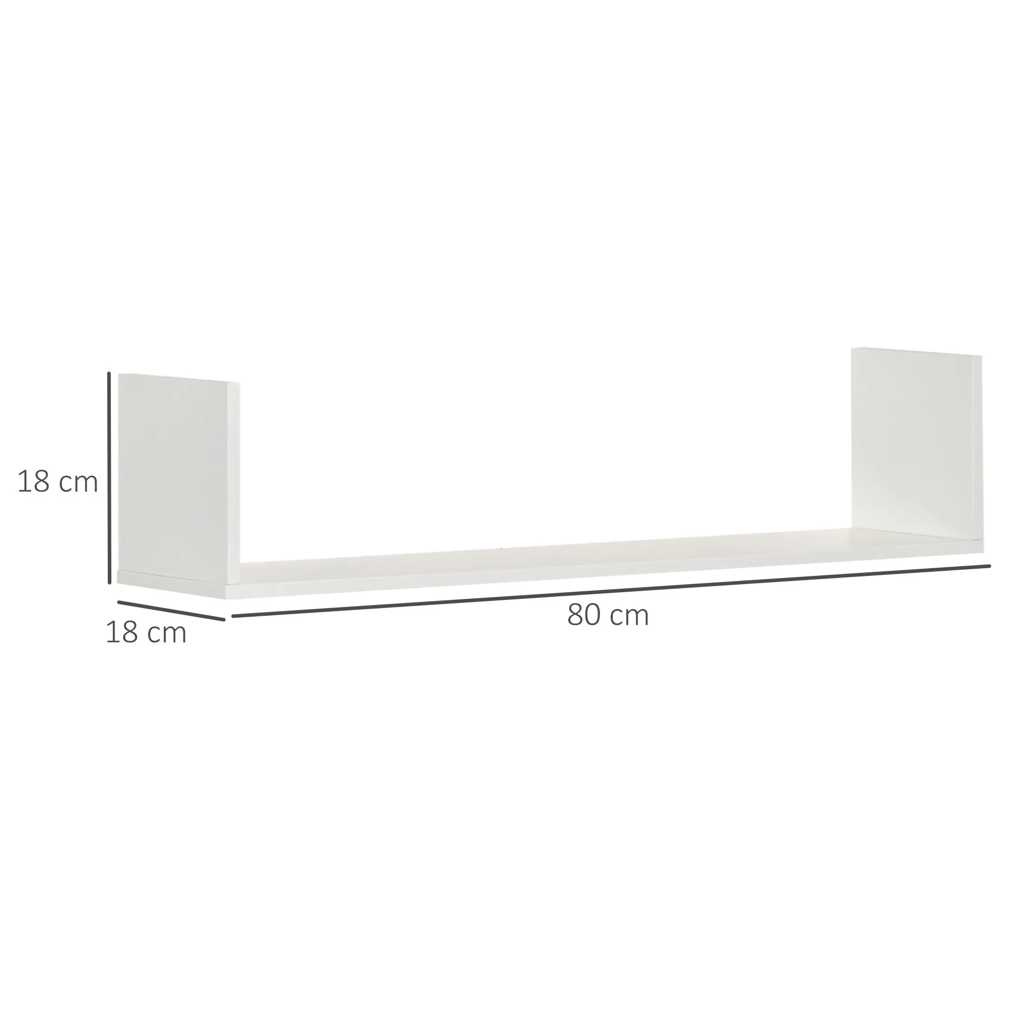 Set of 3 Wooden Wall Shelves, 80x18x18 cm, White - Image 3