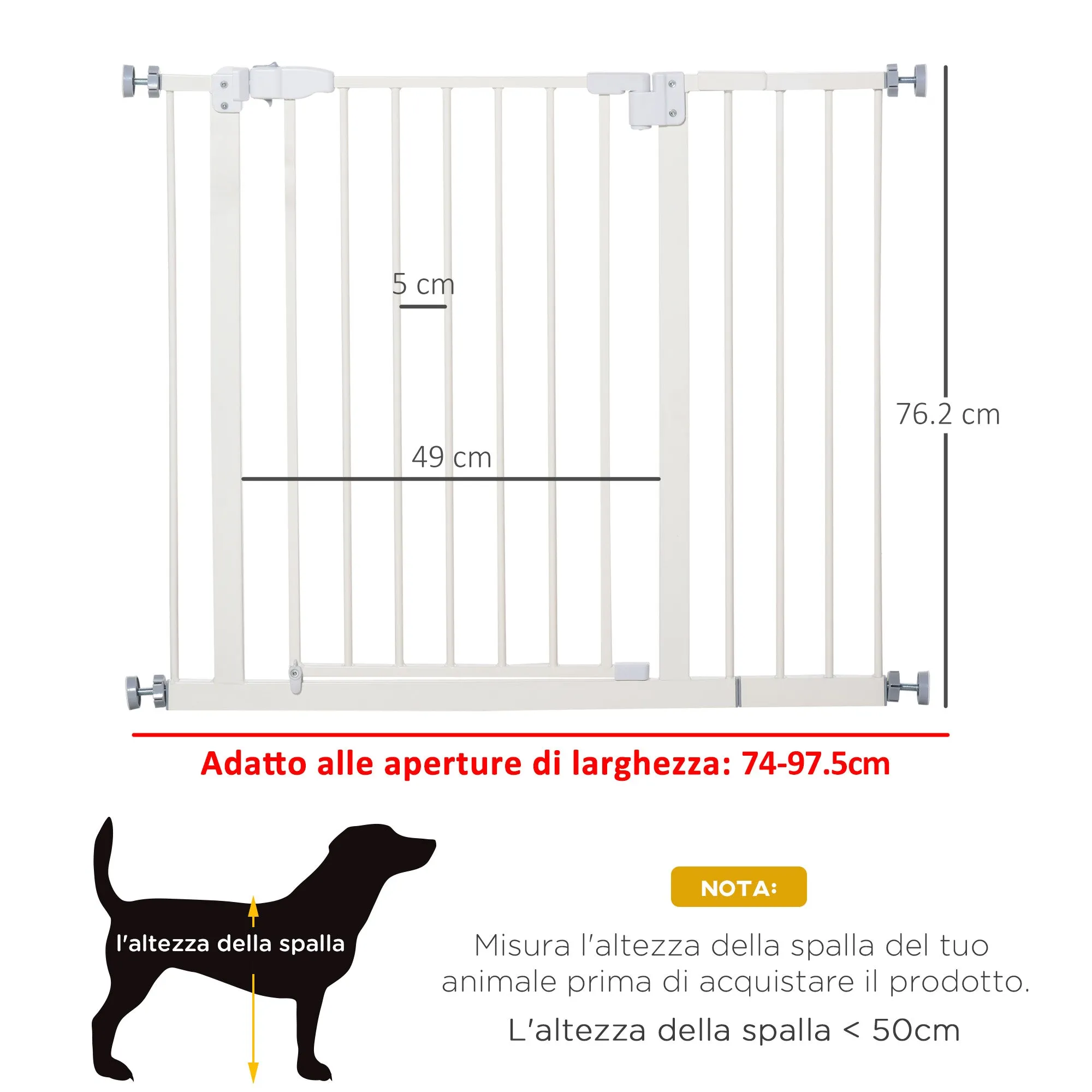 Push-On, Self-Closing Extendable Dog Gate, 30" Tall, White - Image 3