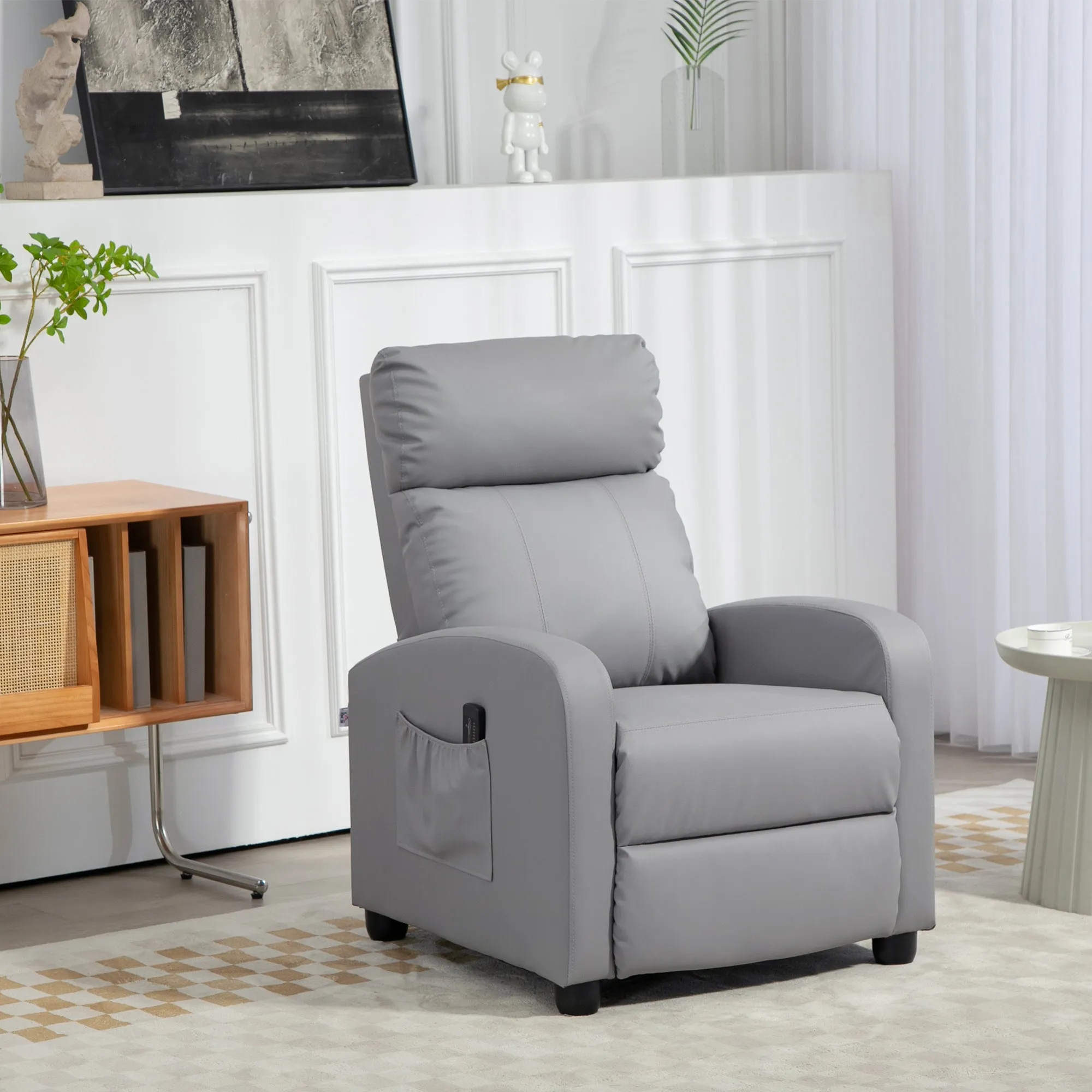 Massage Relax Chair with Remote Control and 8 Programs, Reclining and Footrest, Light Grey - Image 2