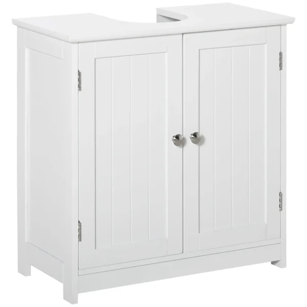 2-Door Vanity Unit with Adjustable Shelf and U-Cut, 60x30x60 cm, White