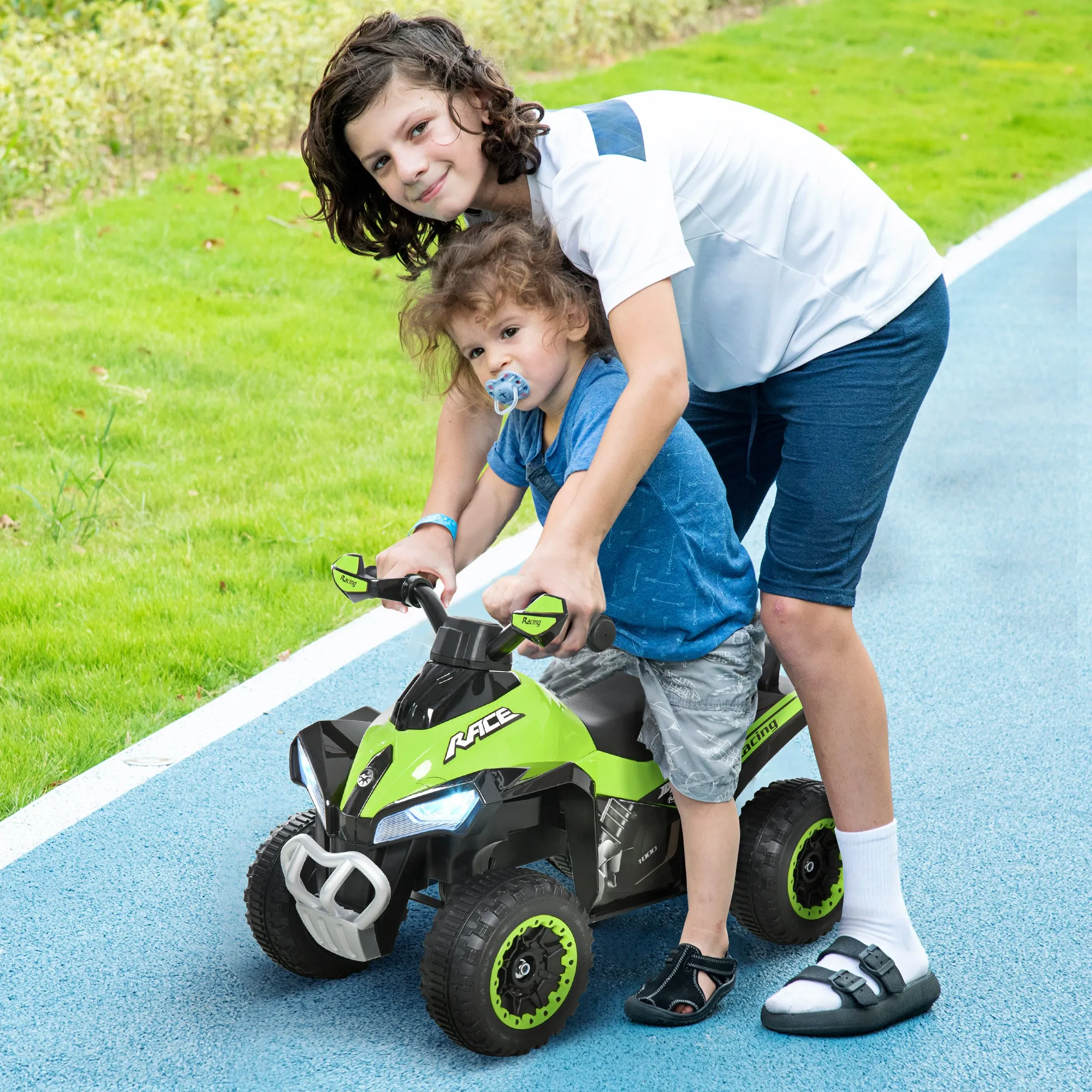 Quad for Children 18-36 Months Manual Push with Integrated Sounds, in PP and Metal, 44x67. 5x38 cm, Green - Image 2
