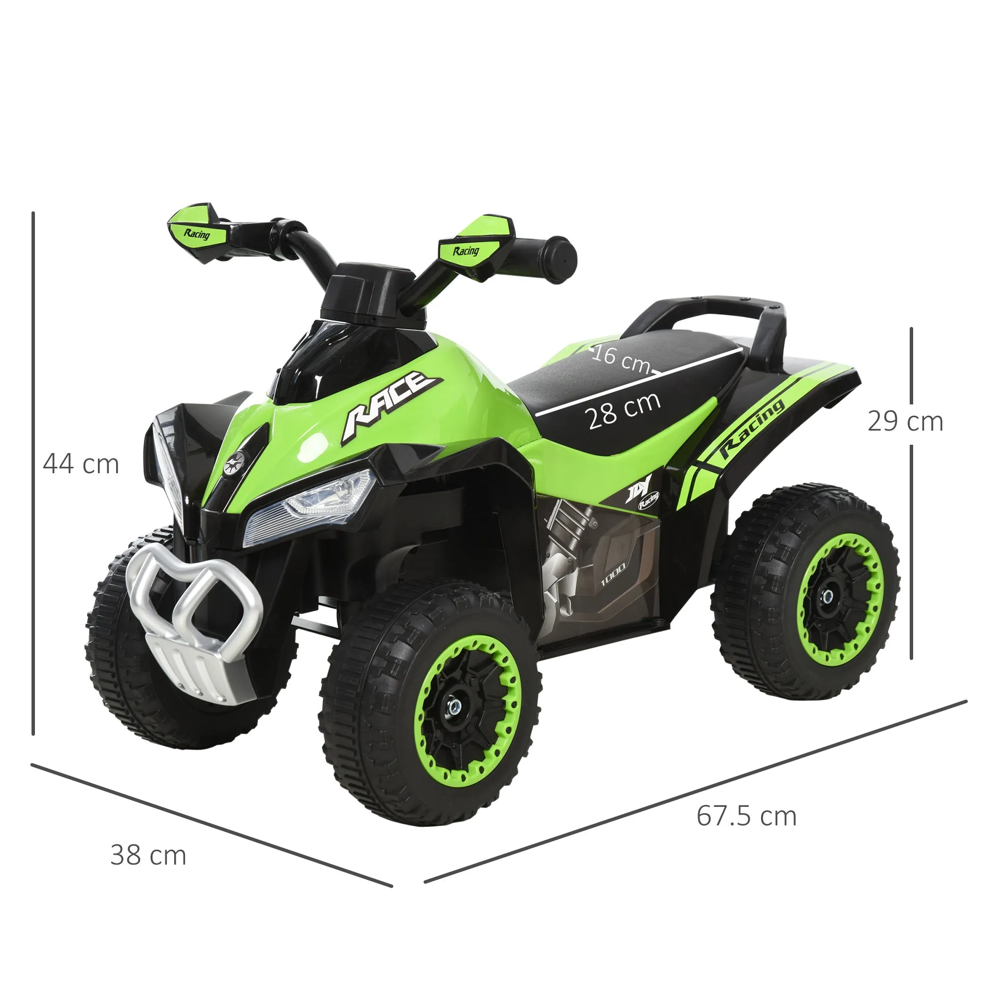 Quad for Children 18-36 Months Manual Push with Integrated Sounds, in PP and Metal, 44x67. 5x38 cm, Green - Image 3