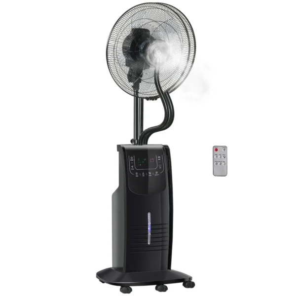 Misting Fan with 5m Remote Control, 12h Timer and 70° Oscillation, 3 Speeds, 3 Functions and Mosquito Repellent, 3.1L Tank, 90W, Ф44.5x135cm Black
