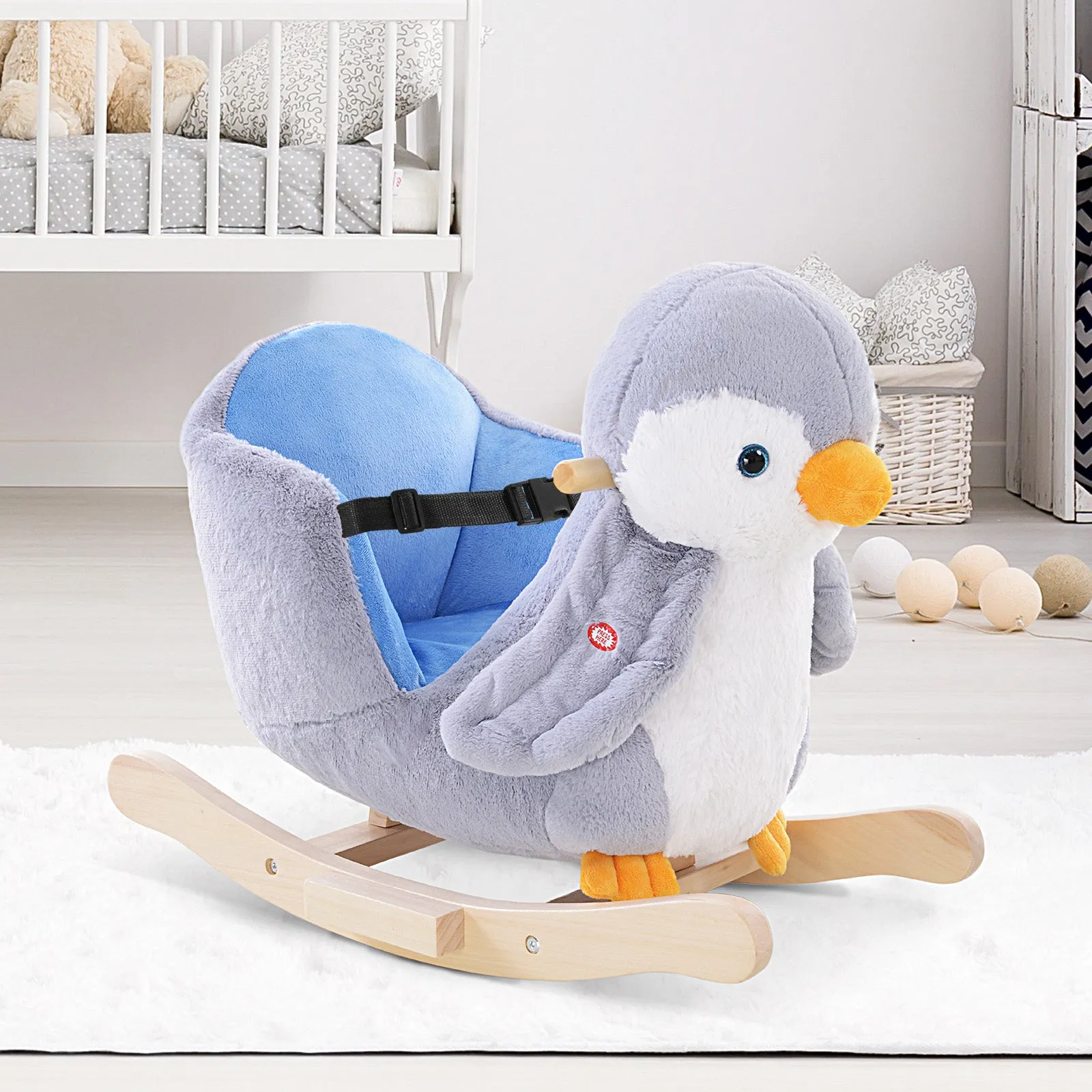 Plush Penguin Rocking Horse with 32 Music and Safety Belt, Age 18 Months - Image 2