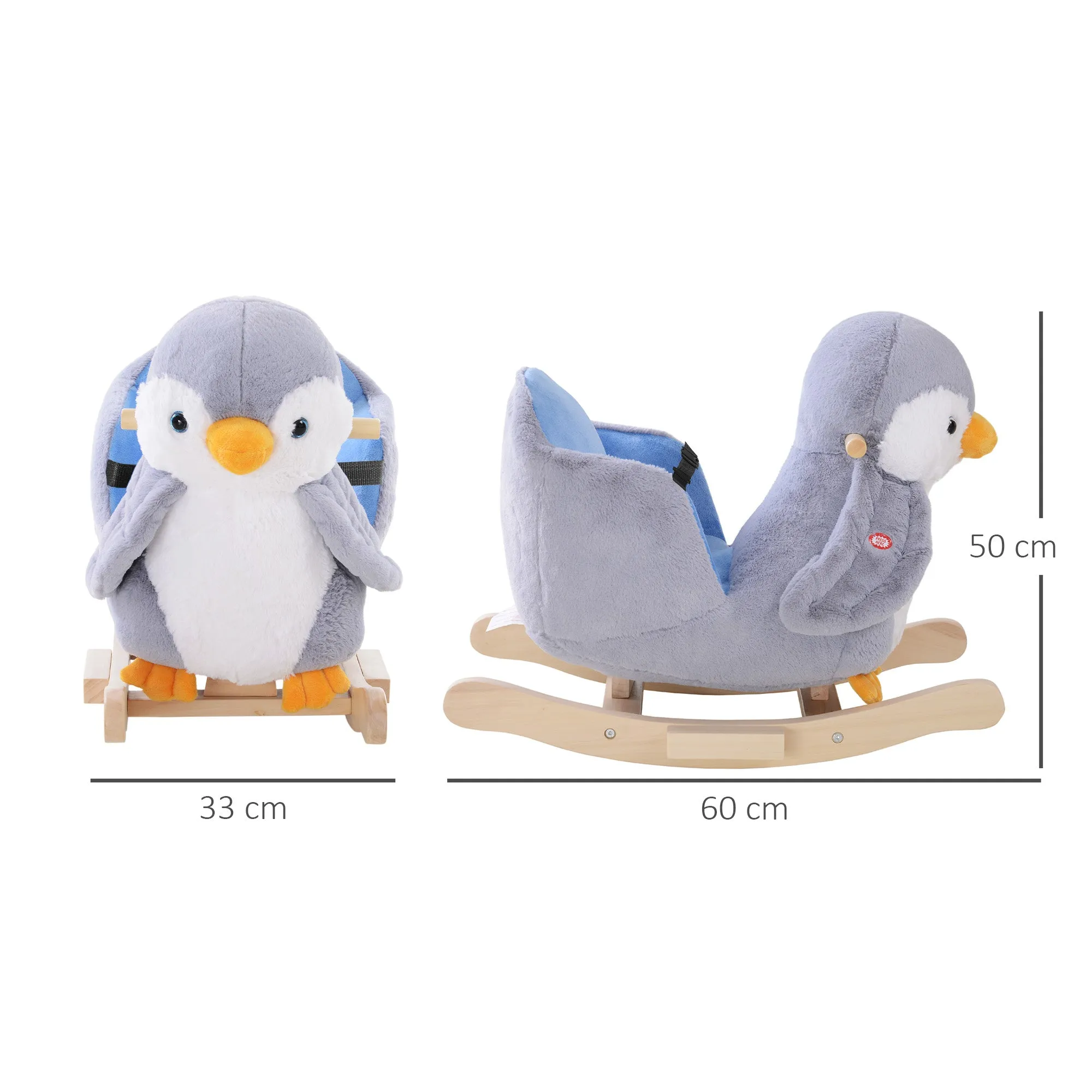 Plush Penguin Rocking Horse with 32 Music and Safety Belt, Age 18 Months - Image 3