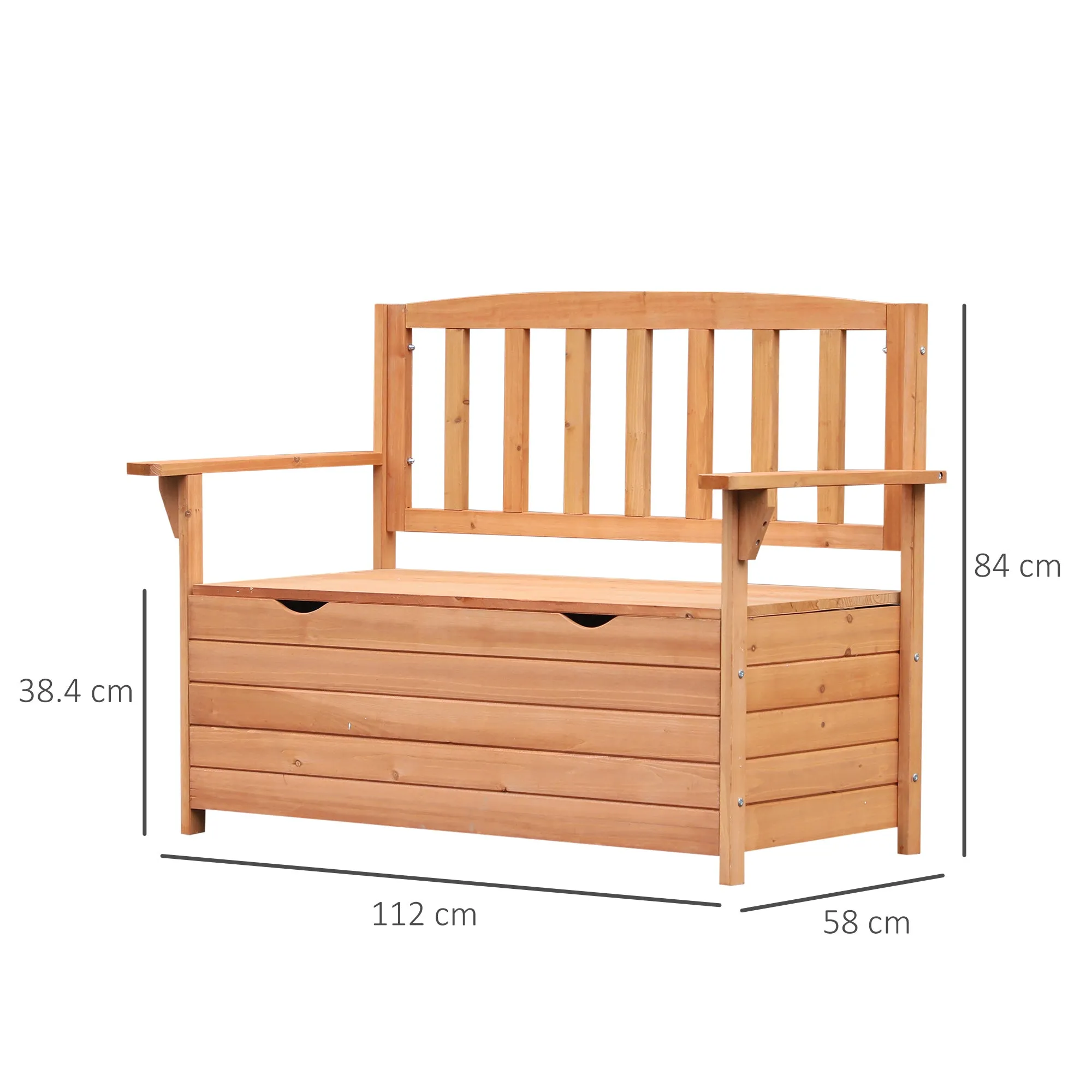 2 Seater Garden Bench with Storage Compartment Wood 112x58x84cm - Image 3