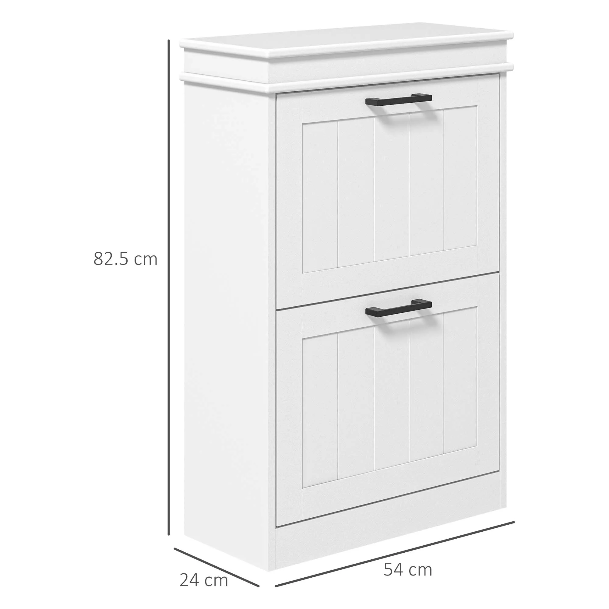 Modern Shoe Rack with 2 Tilting Drawers for 10 Pairs of Shoes and Adjustable Shelf, 54x24x82.5cm, White - Image 3