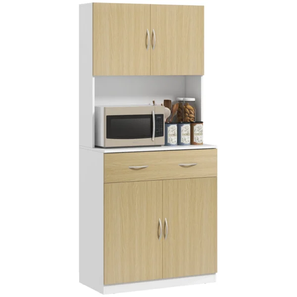 Kitchen Sideboard with 2-Door Cabinets and Drawer, 80x40x180cm, Wood Color