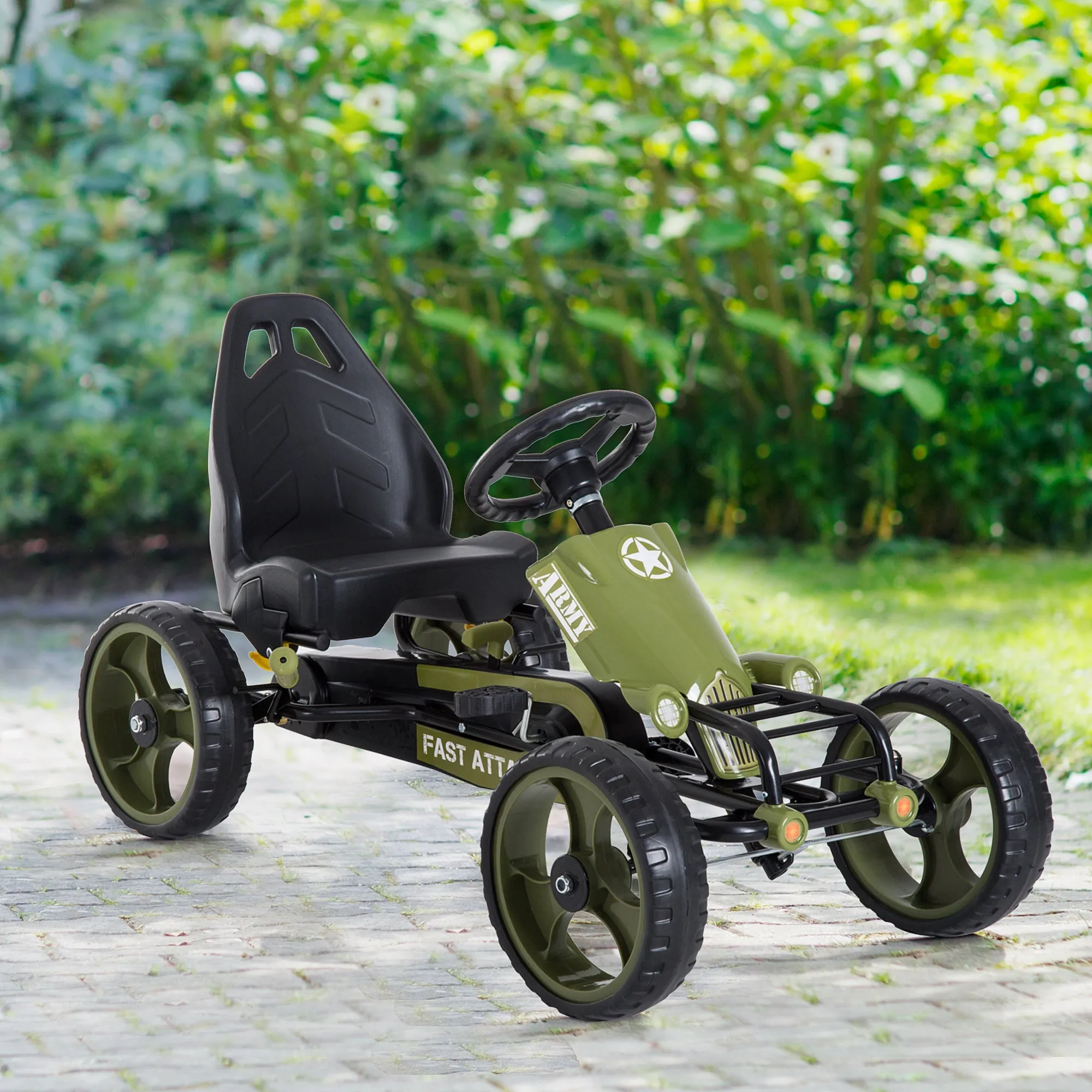 Pedal Go Kart for Kids 3-6 Years Old with Adjustable Seat and Handbrake, Green - Image 2