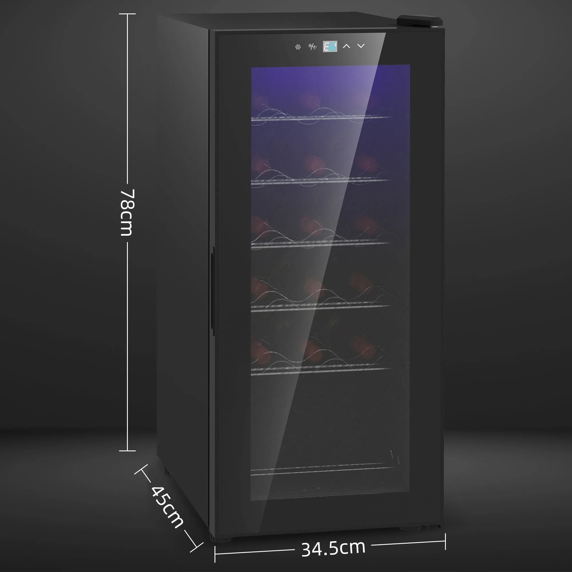 18 Bottle Wine Cooler with Digital Display, LED Light and Temperature Control, Black - Image 3