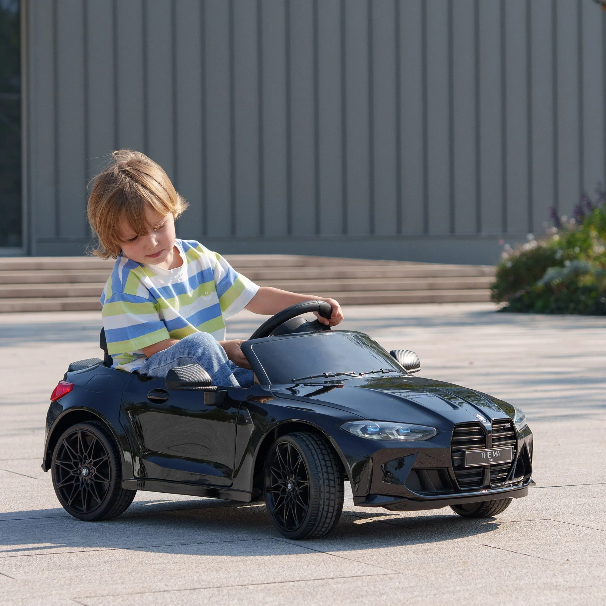 BMW M4 Licensed Electric Ride-On Toy Car for Children with Remote Control, Horn and Headlights, 108x69.5x51 cm, Black - Image 2