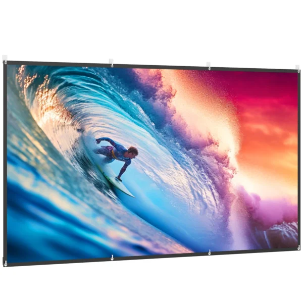 HOMCOM 120" 16:9 HD 4K/8K Projector Screen, Foldable and Portable, Anti-Wrinkle and Washable, Double-Sided, White