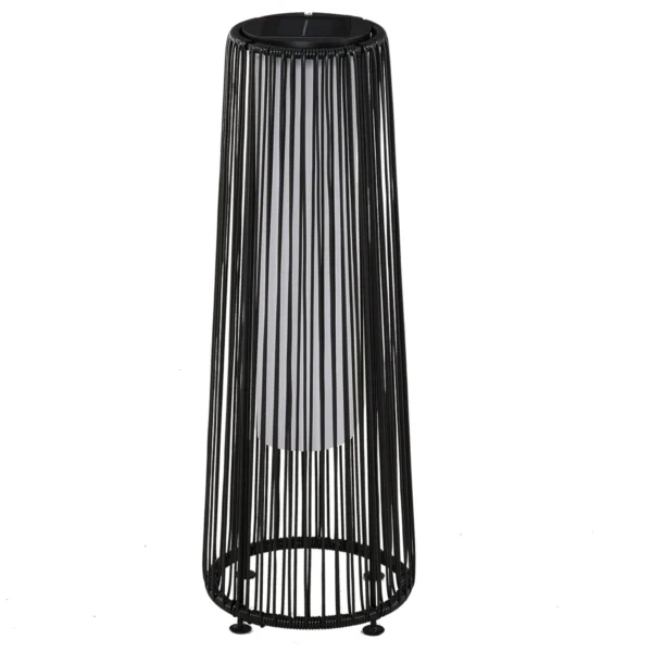 Outsunny Solar LED Garden Lantern with Charging Panel in Rattan and Metal, Ø21.5x61cm, Black