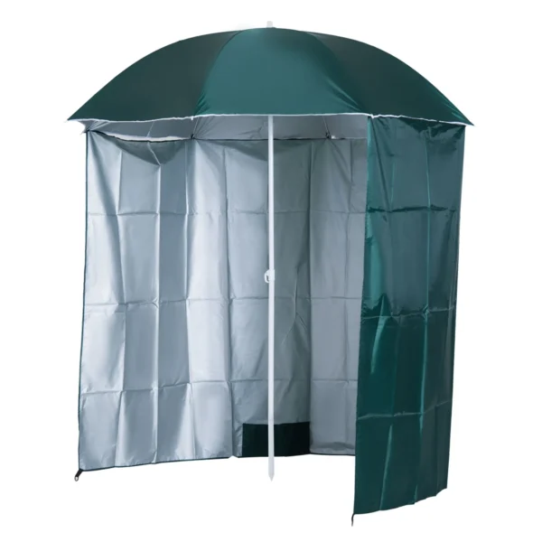 Outsunny 2x2m Beach and Garden Umbrella with Awning, Polyester and Metal, Green and White
