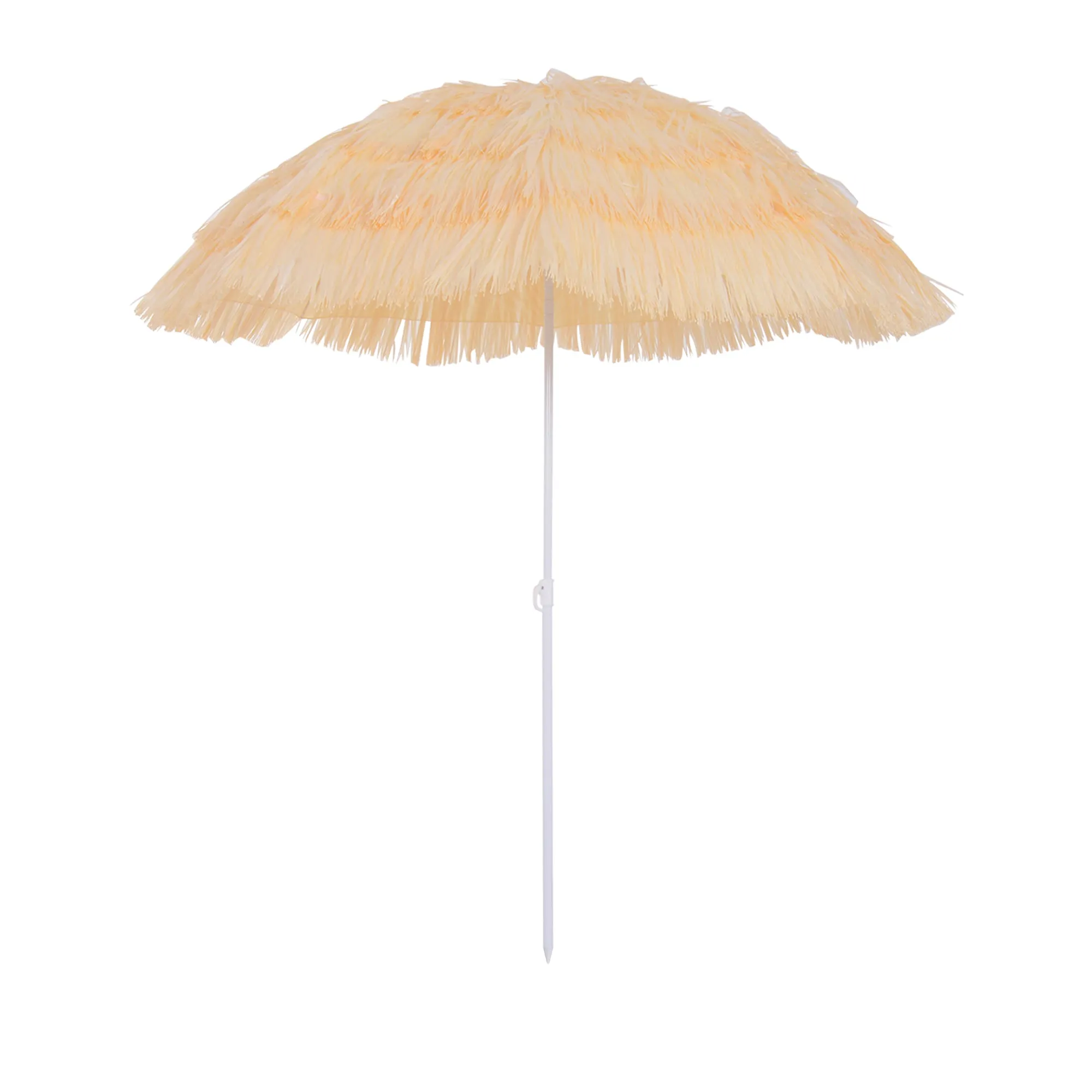 Outsunny 8-Ribbed Beach Umbrella with Tilting Pole, Polyester and Metal, 1.6 x 2 m, Beige