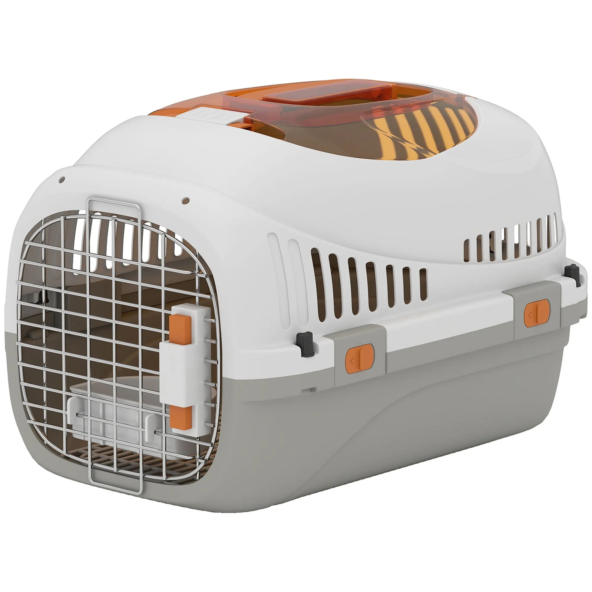 PawHut Pet Carrier for Cats and Small Dogs up to 4 kg in Plastic with Top Window, 49x32x31 cm, Grey