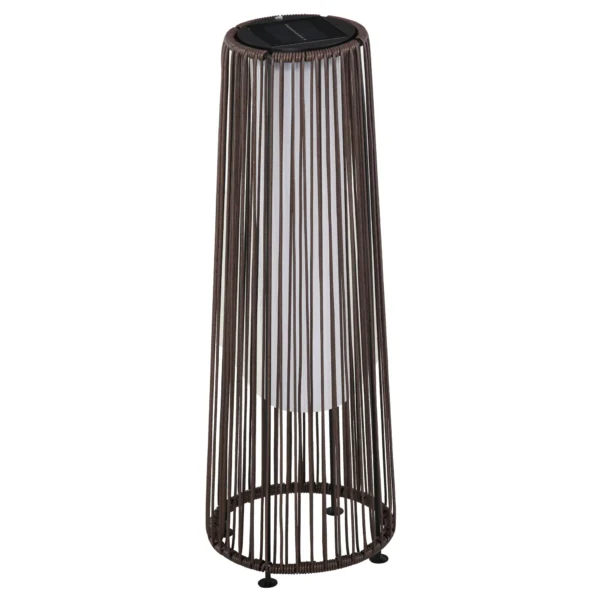 Outsunny Solar Garden Lantern with LED Light in Rattan and Metal, Ø21.5x61cm, Brown