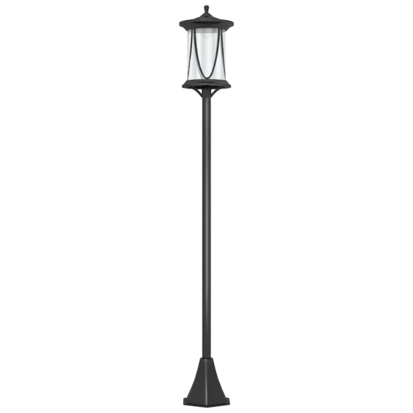 Outsunny Solar Street Lamp with 6-Hour Battery Life and Ground Anchoring, in Polycarbonate and ABS IP44, 17x17x127 cm, Black