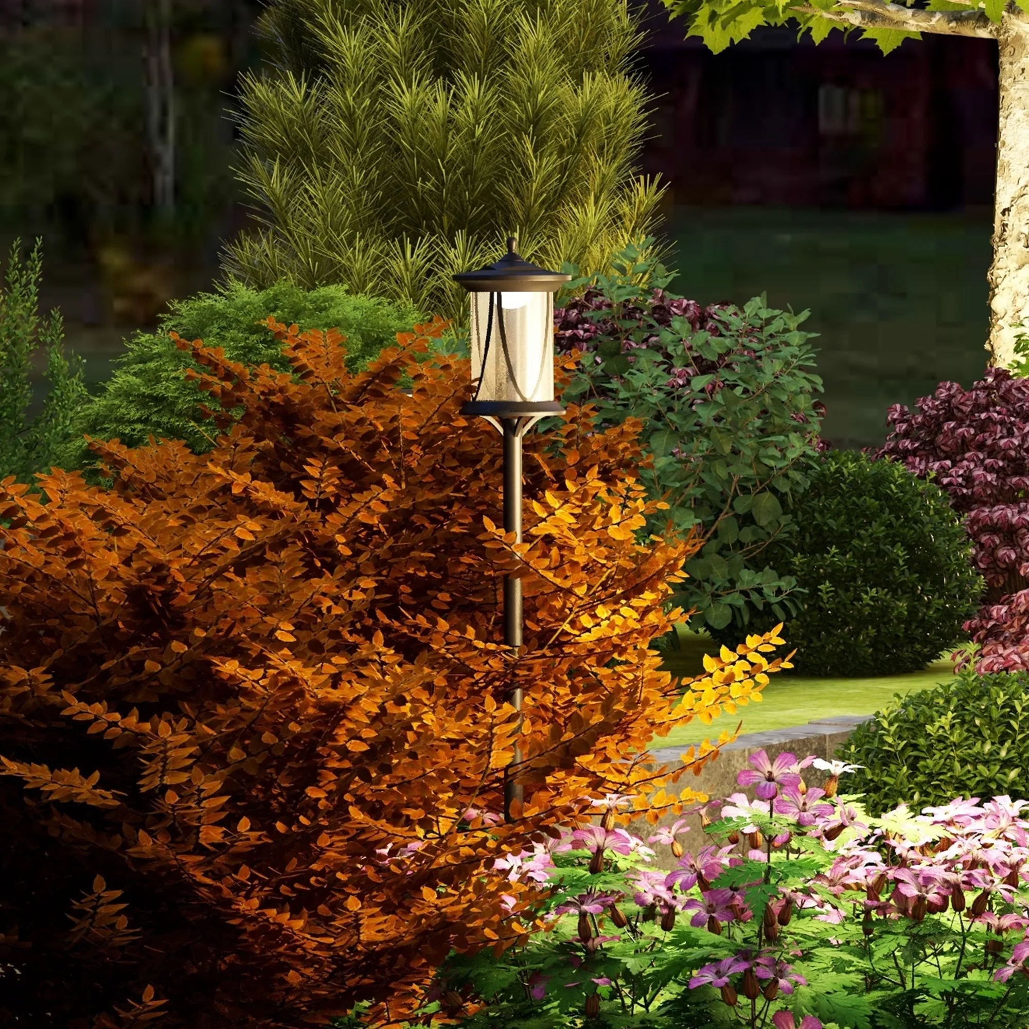 Outsunny Solar Street Lamp with 6-Hour Battery Life and Ground Anchoring, in Polycarbonate and ABS IP44, 17x17x127 cm, Black - Image 2
