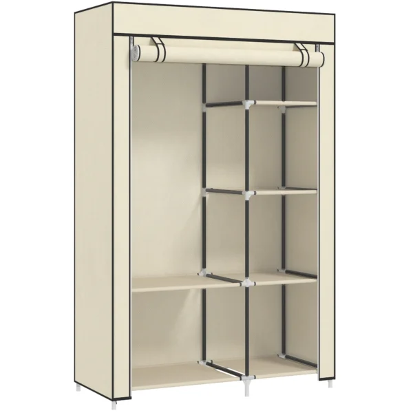 HOMCOM Portable Wardrobe Space-Saving Closet, 103x43x162.5cm, Cream