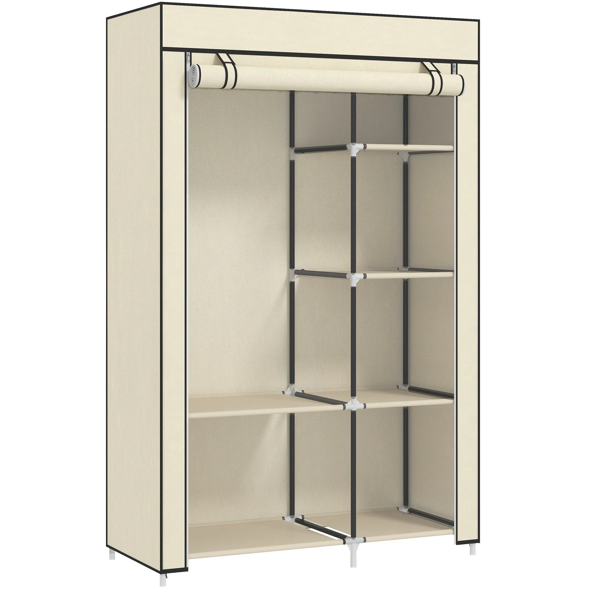 HOMCOM Portable Wardrobe Space-Saving Closet, 103x43x162.5cm, Cream