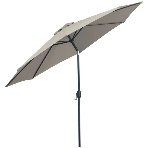Outsunny 3x2.50 m Tilting Garden Umbrella with Crank and Removable Pole, Light Grey