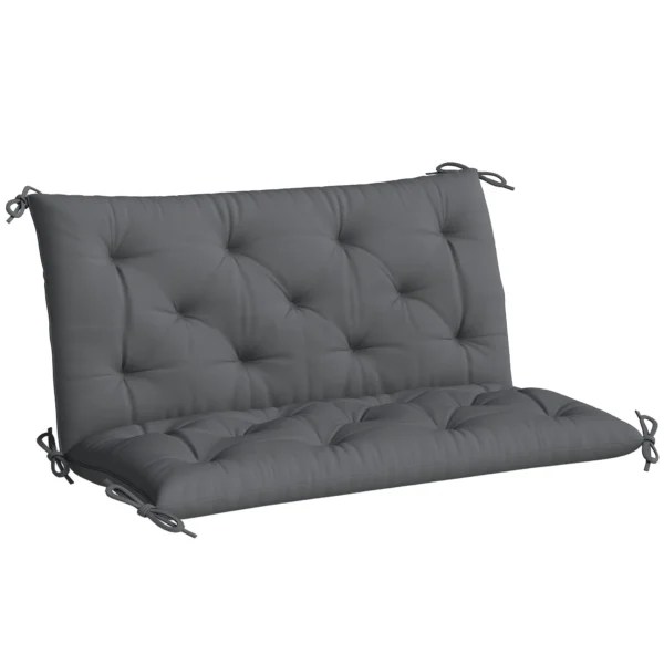 Outsunny 2-Person Capitonné Garden Cushion with 6 Ties, Cotton and Polyester, 150x98x8 cm, Dark Grey