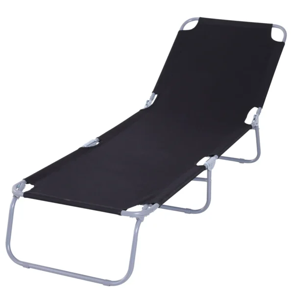 Outsunny Folding Garden Lounger in Metal and Breathable Oxford Fabric