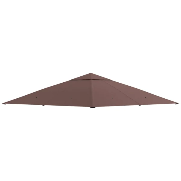 Outsunny 3x3m Garden Gazebo Replacement Roof, 180g/m² Polyester Water Resistant Gazebo Cover with 8 Drainage Holes and Air Vents, Cover Only, 298x295cm, Coffee