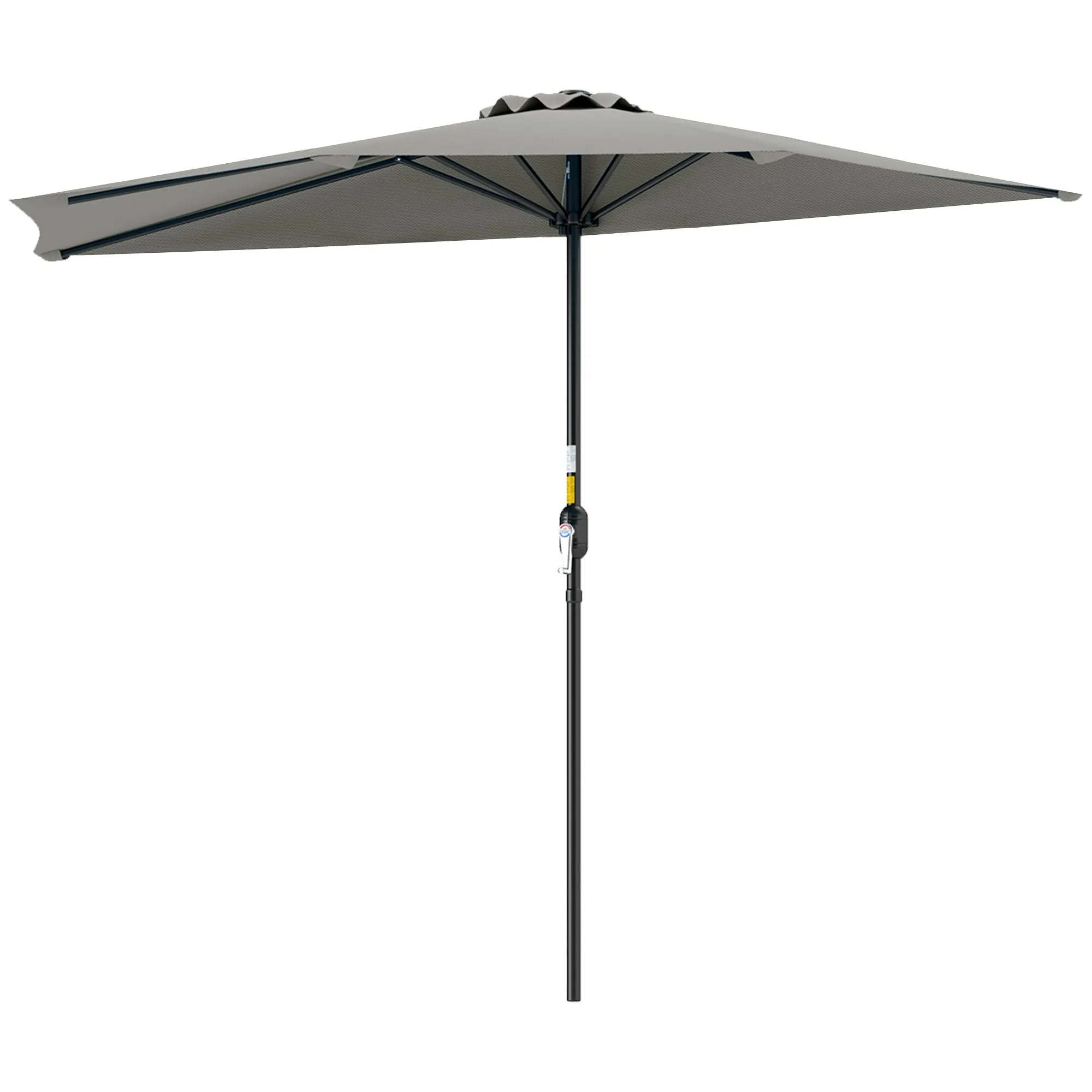 Outsunny Space-Saving Half-Moon Wall-Mounted Umbrella with Crank Opening, 2.7 x 2.4 m, Light Grey