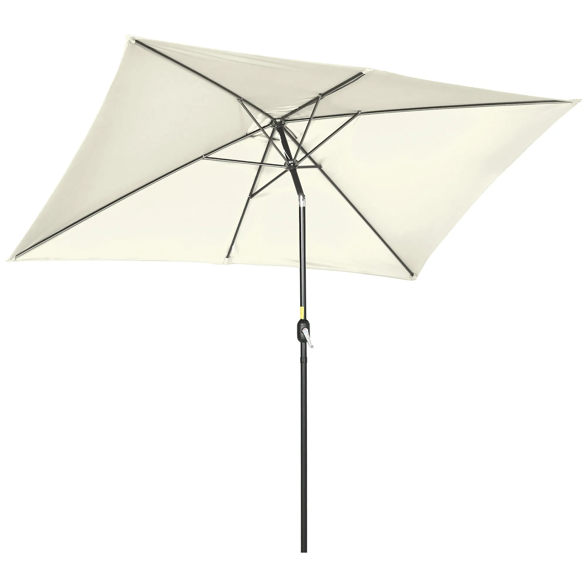 Outsunny 2x3m Rectangular Umbrella, in Aluminum, Metal and Polyester with Adjustable Angle, Cream White and Black