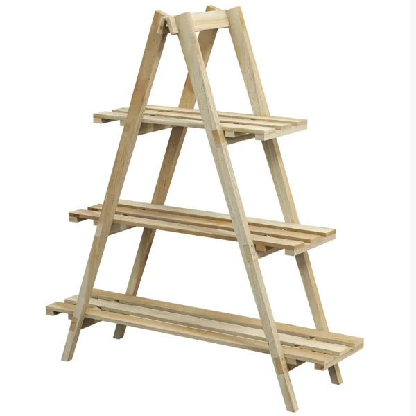 Outsunny 3-Tier Vertical Plant Stand with Fir Slats, 100x36x112 cm, Wood Color