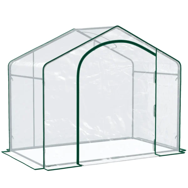 Outsunny Outdoor Greenhouse with Zip Entry and Top Air Vent, in Plastic and Steel, 180x100x152 cm, Transparent