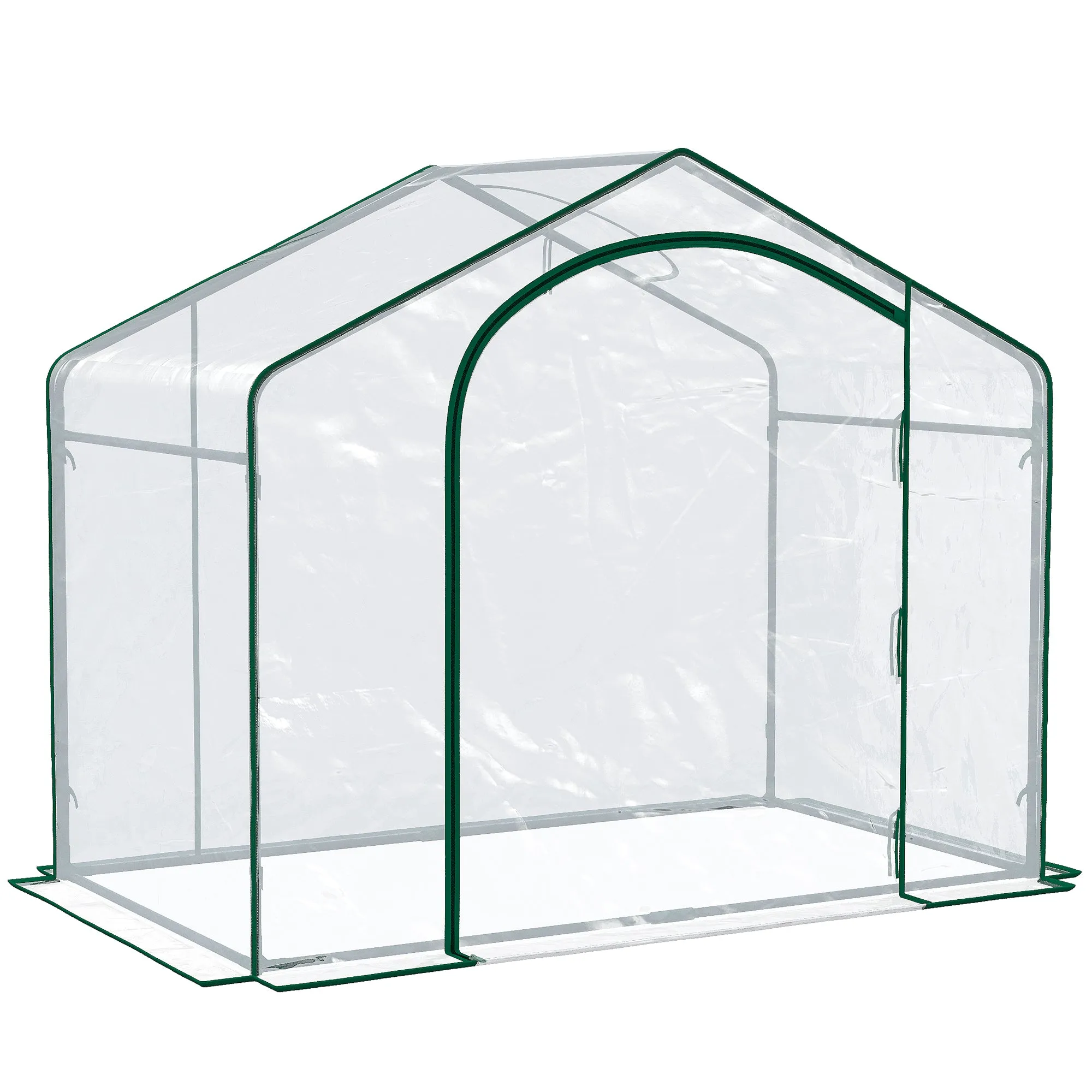 Outsunny Outdoor Greenhouse with Zip Entry and Top Air Vent, in Plastic and Steel, 180x100x152 cm, Transparent