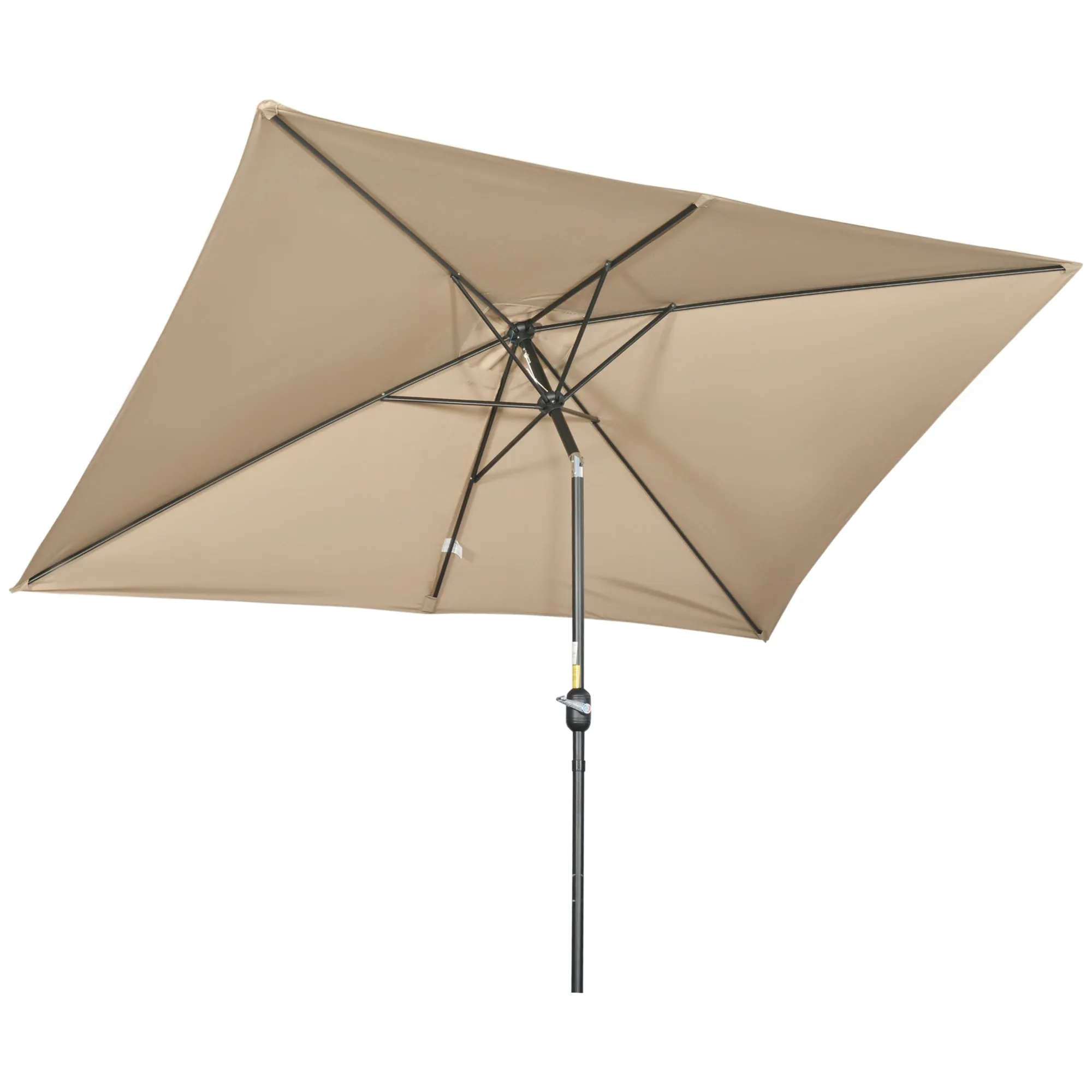 Outsunny 2x3m Rectangular Umbrella, Foldable and Adjustable with Crank, in Aluminum and Polyester, Khaki