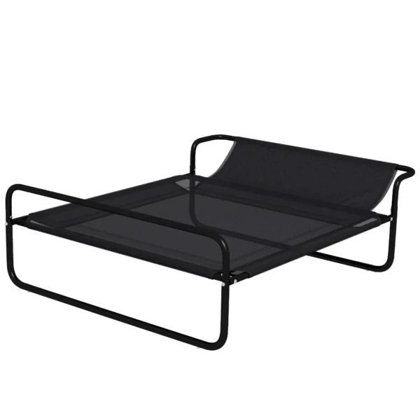 PawHut Raised Dog Bed with Indoor and Outdoor Headrest, 106x81x33 cm, Black