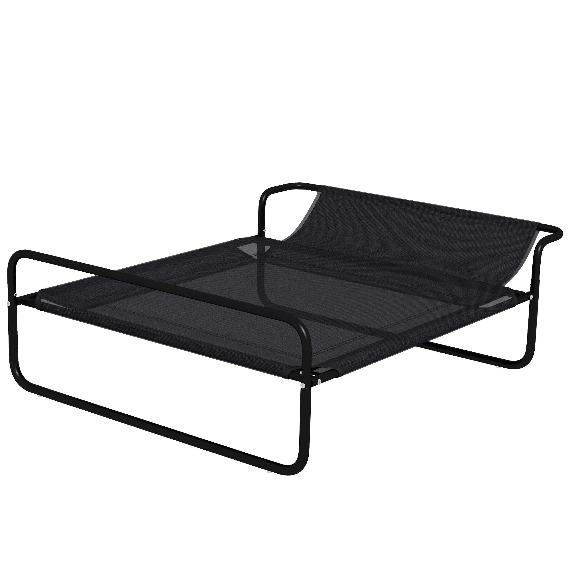 PawHut Raised Dog Bed with Indoor and Outdoor Headrest, 106x81x33 cm, Black
