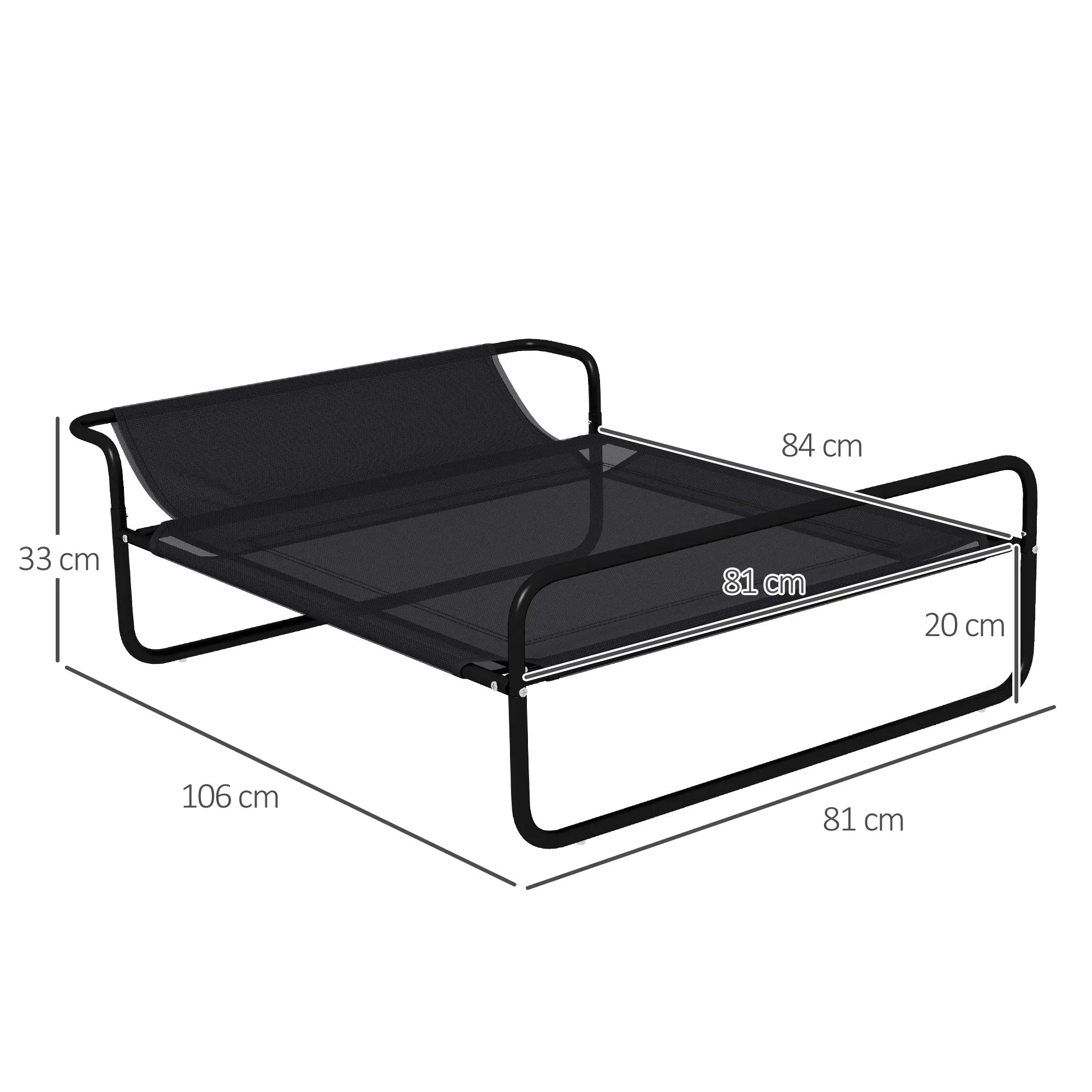 PawHut Raised Dog Bed with Indoor and Outdoor Headrest, 106x81x33 cm, Black - Image 3