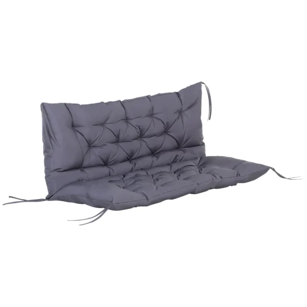 Outsunny 2-Seater Garden Cushion with Backrest for Benches and Swings, 132x110x10 cm, Dark Grey