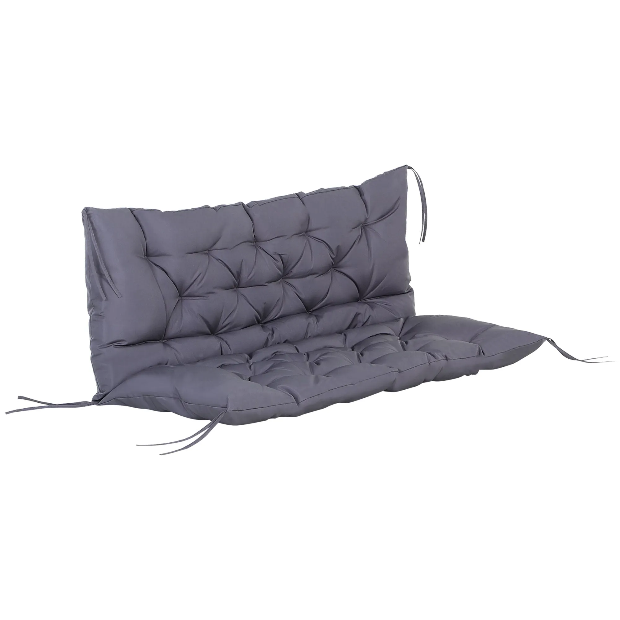 Outsunny 2-Seater Garden Cushion with Backrest for Benches and Swings, 132x110x10 cm, Dark Grey
