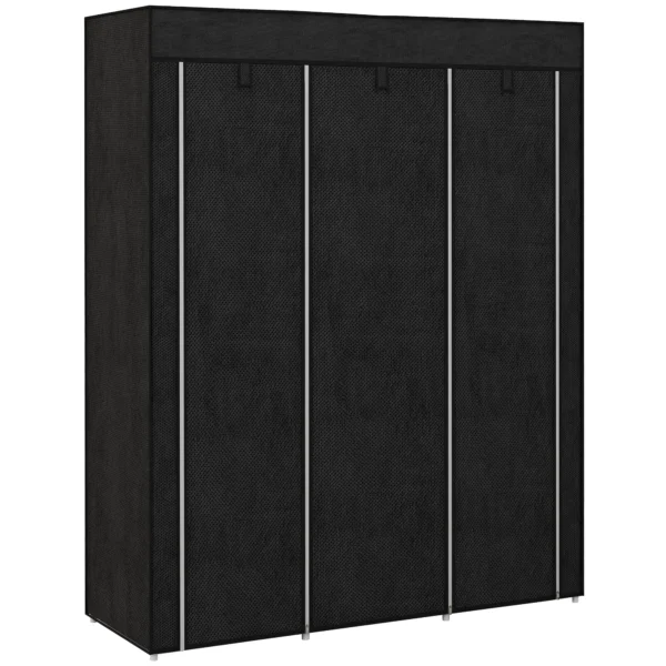 HOMCOM Fabric Wardrobe Space Saving 8 Shelves 125x43x162.5cm Black