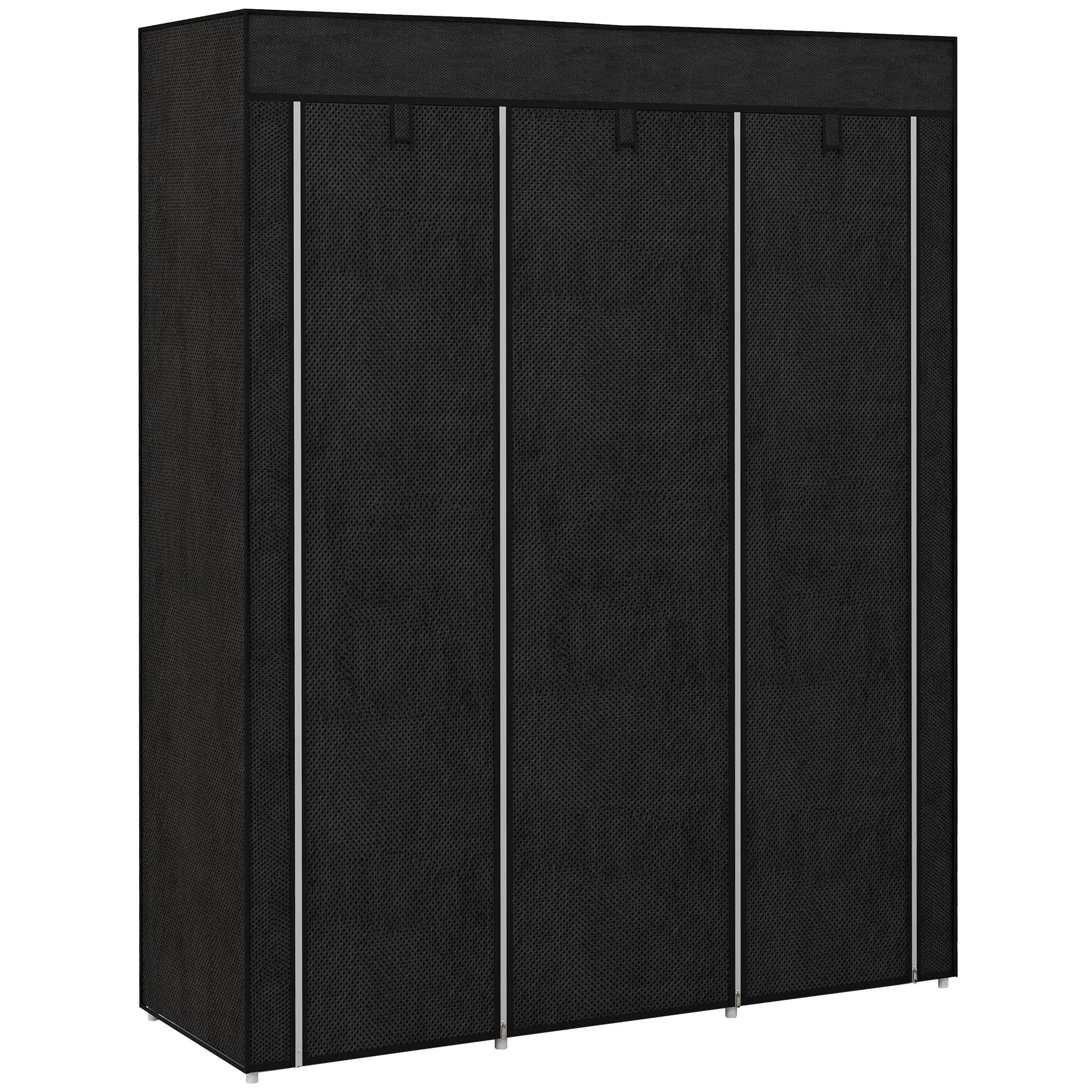 HOMCOM Fabric Wardrobe Space Saving 8 Shelves 125x43x162.5cm Black